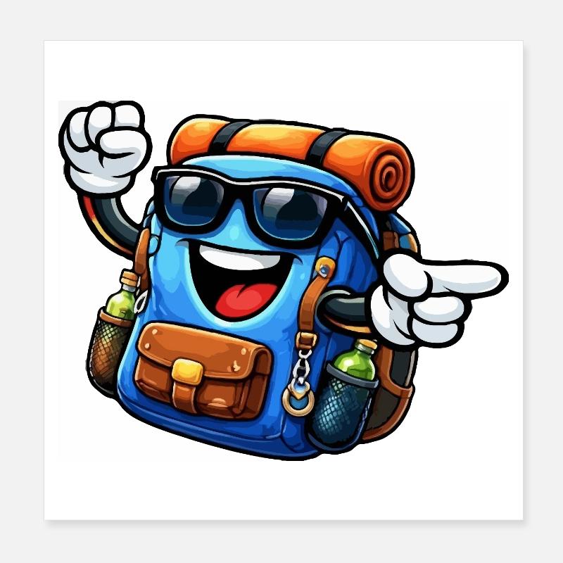 Backpack with sunglasses Poster 8" x 8" (20x20 cm)