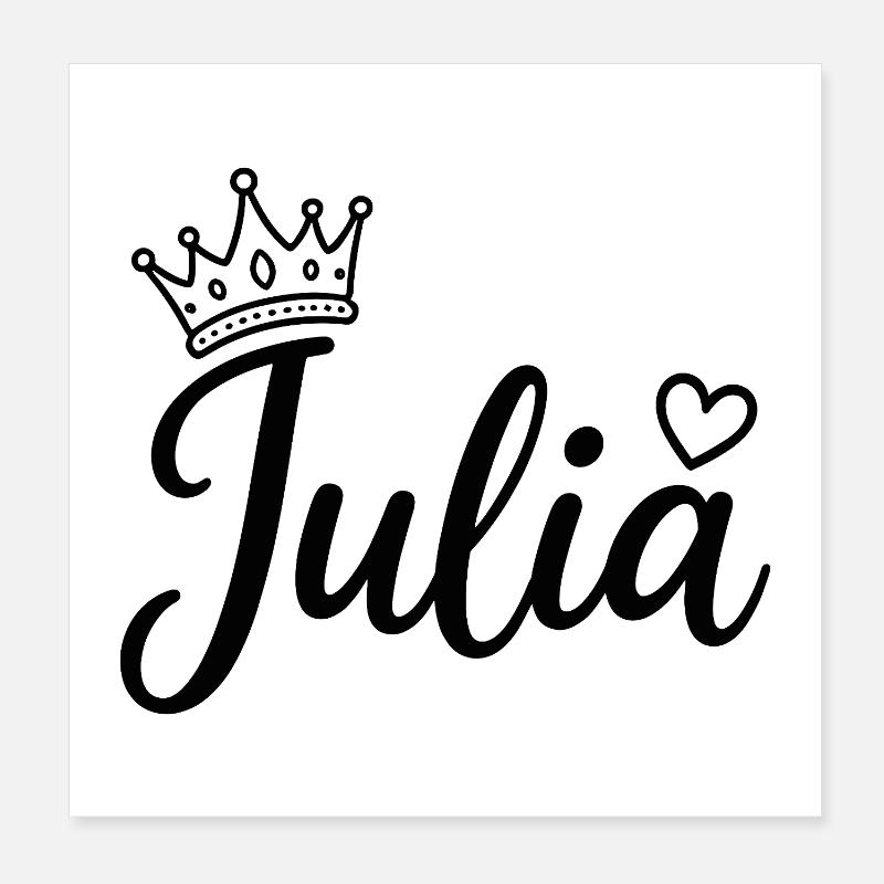 Juliet Name Crown Heart Calligraphy Personalized Poster 8" x 8" (20x20 cm)