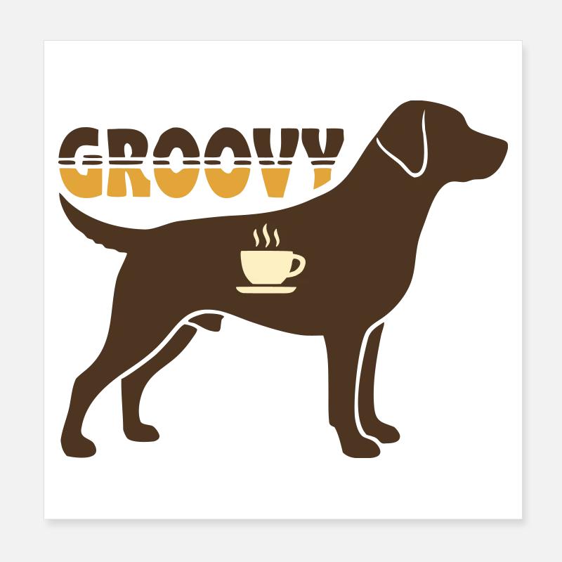 Groovy Dog Retriever Rétro Poster 20 x 20 cm