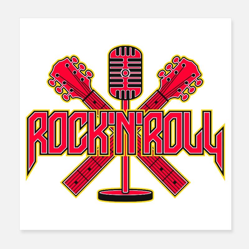 Micro rétro Rock 'N' Roll avec guitares Poster 20 x 20 cm
