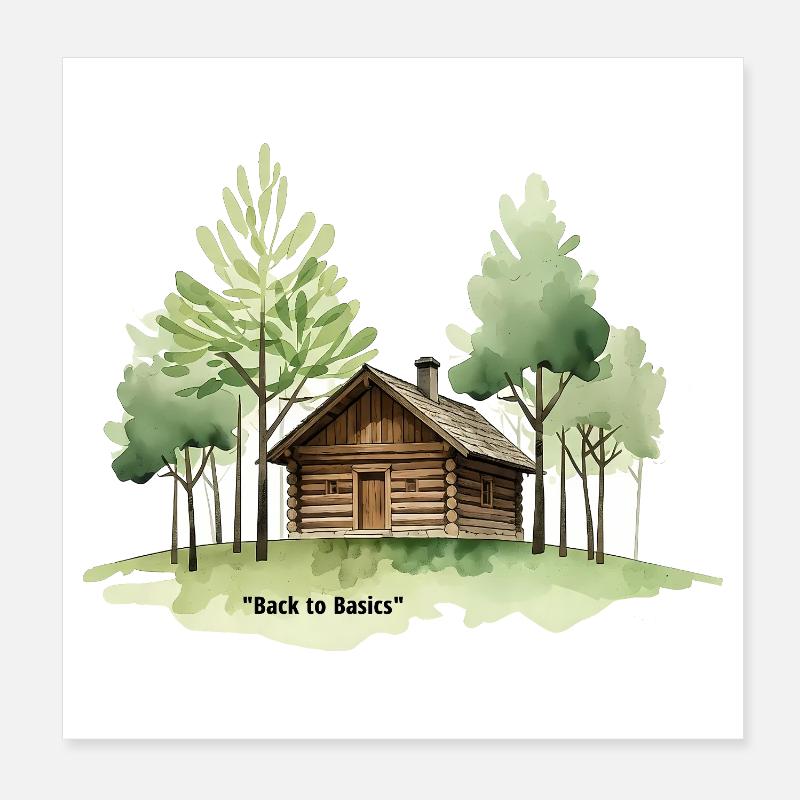 Retour aux bases : une cabane en forêt Poster 20 x 20 cm