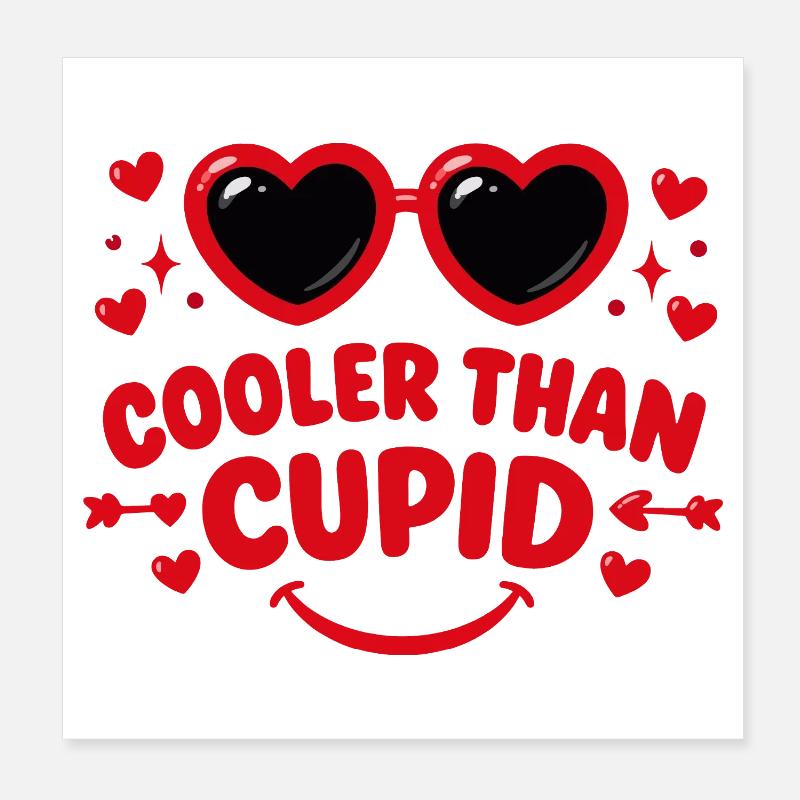 Cooler Than Cupid Retro Hearts Poster 8" x 8" (20x20 cm)