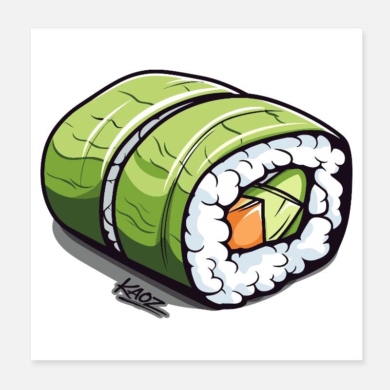 Rouleau à sushi vert émeraude Poster 20 x 20 cm