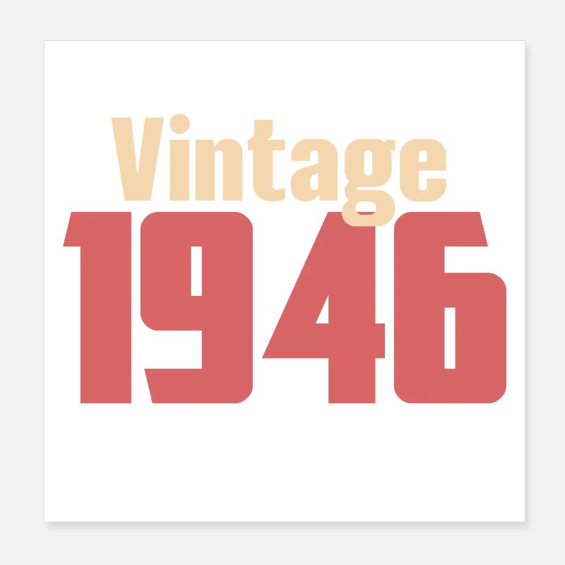 Art Déco 80 Ans Octogénaire Cadeau Rétro 1946 Poster 20 x 20 cm