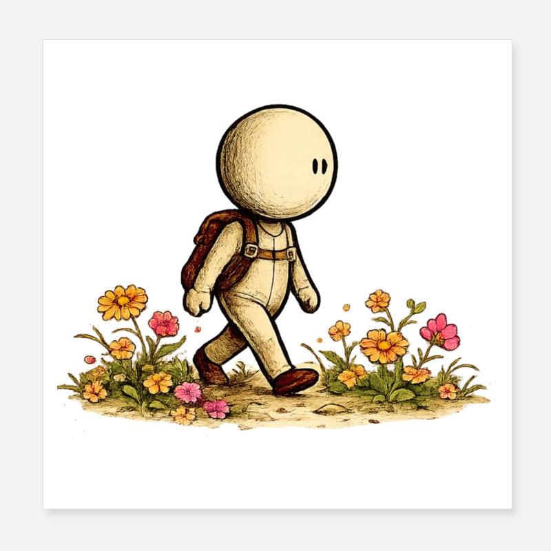 Der kleine Gedanke | Wanderer - Poster 20x20 cm - Weiß