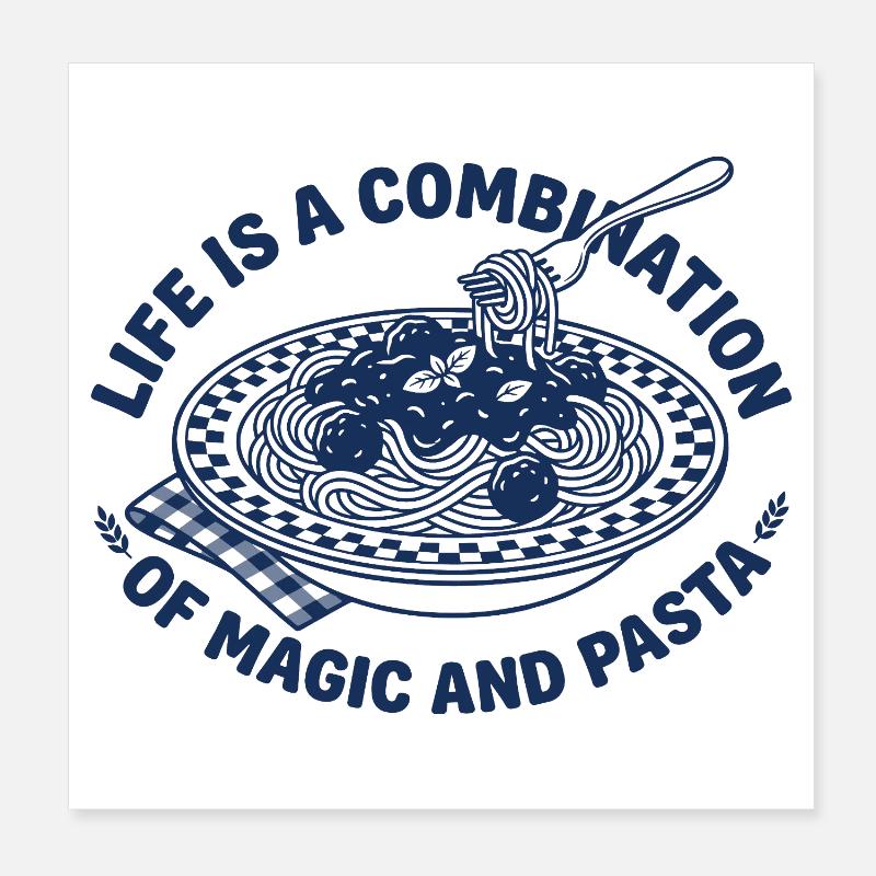 Pasta Plate Retro - Spaghetti Lover Poster 8" x 8" (20x20 cm)