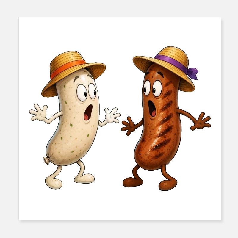 Bratwurst et Weißwurst Poster 20 x 20 cm