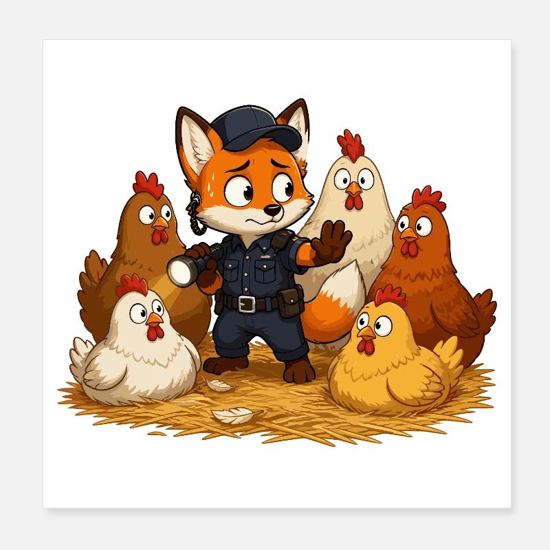 Fuchs Sicherheitsheld Hof Poster 20x20 cm