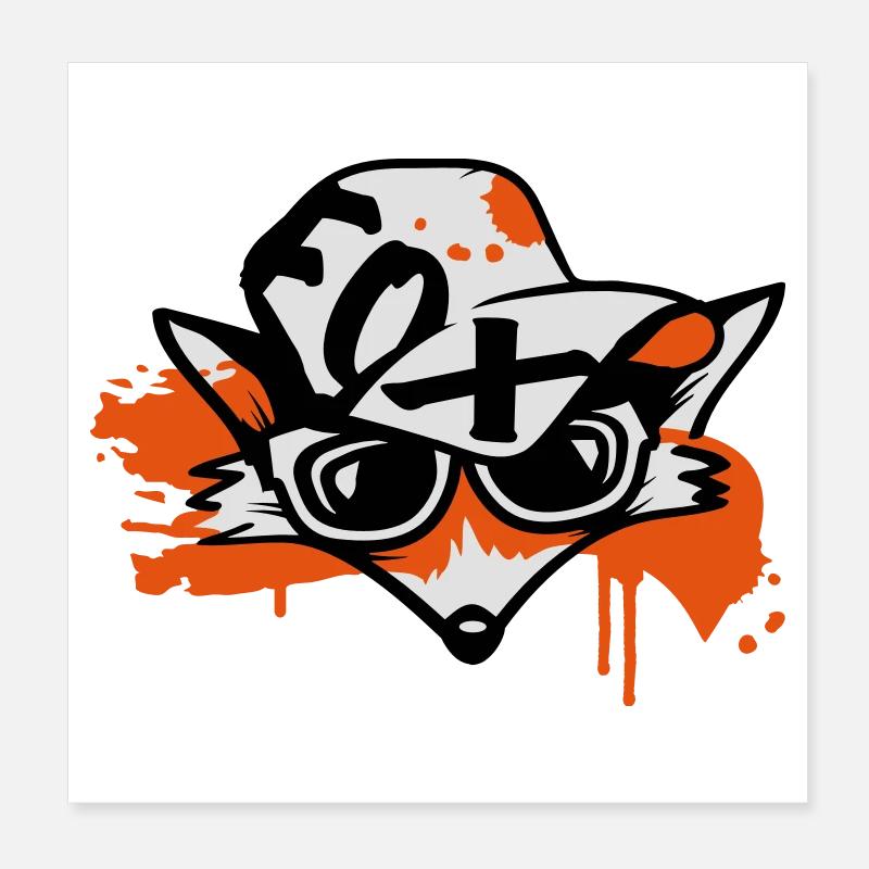 Fuchs mit Baseballkappe Poster 20x20 cm