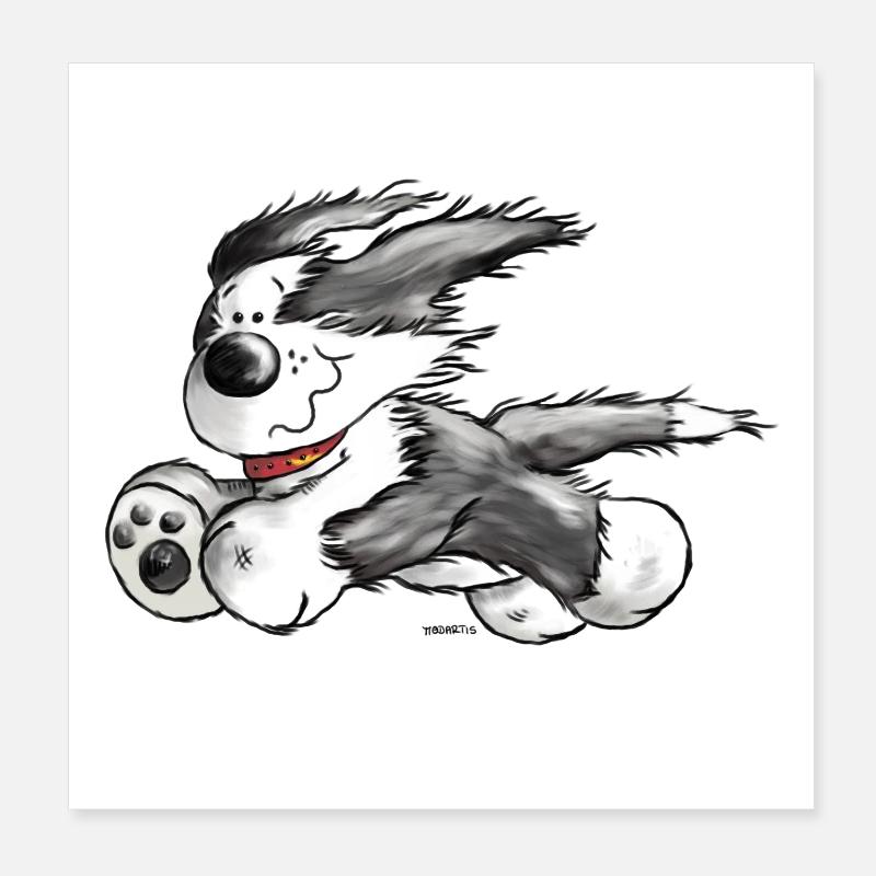 Beardie Power - Bearded Collie - Hund - Poster 20x20 cm - Weiß