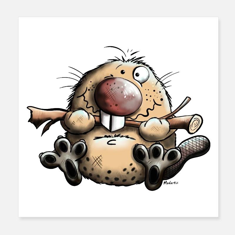 Drôle Castor Poster 20 x 20 cm