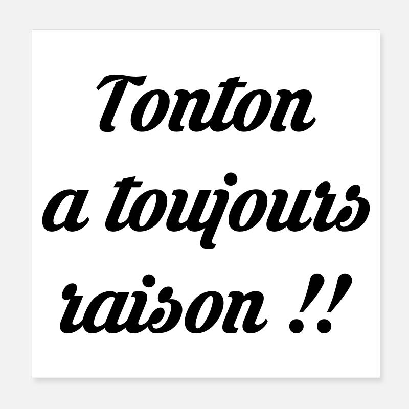 Tonton - Oncle - Neveu - Nièce - Bébé - Naissance Poster 20 x 20 cm