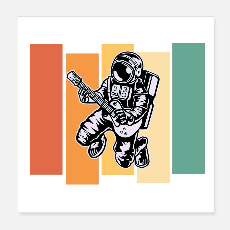Gitarrist Astronaut Rock and Roll Geschenk Poster 20x20 cm