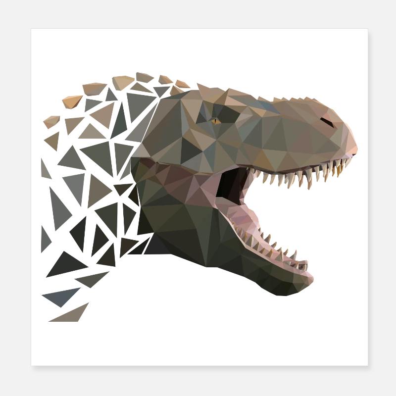 Polygone T-Rex / Tyrannosaurus Rex - Poster 20 x 20 cm - blanc