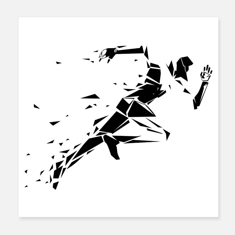 uomo che corre in bianco e nero Poster 20x20 cm