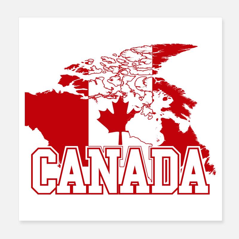 Globe Tee du drapeau de l’érable canadien - Poster 20 x 20 cm - blanc