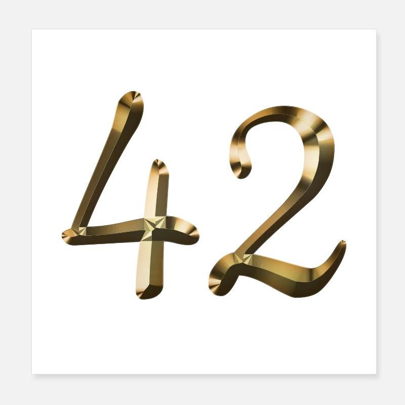 42 ans 42 ans or 42e anniversaire cadeau Poster 20 x 20 cm