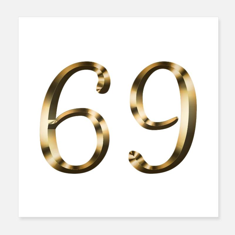 69 ans 69 ans or 69e anniversaire cadeau Poster 20 x 20 cm