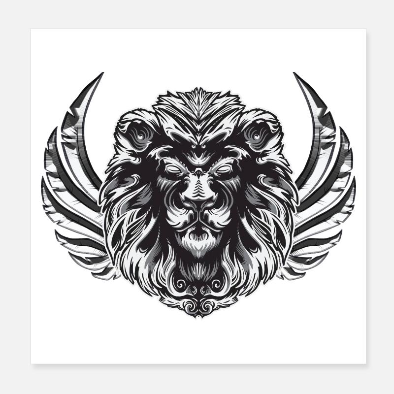 Majestic Lion - Poster 8" x 8" (20x20 cm) - white