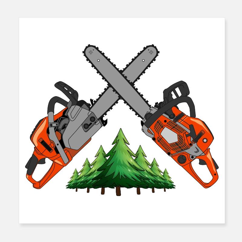 Chainsaw - Green forest Poster 8" x 8" (20x20 cm)