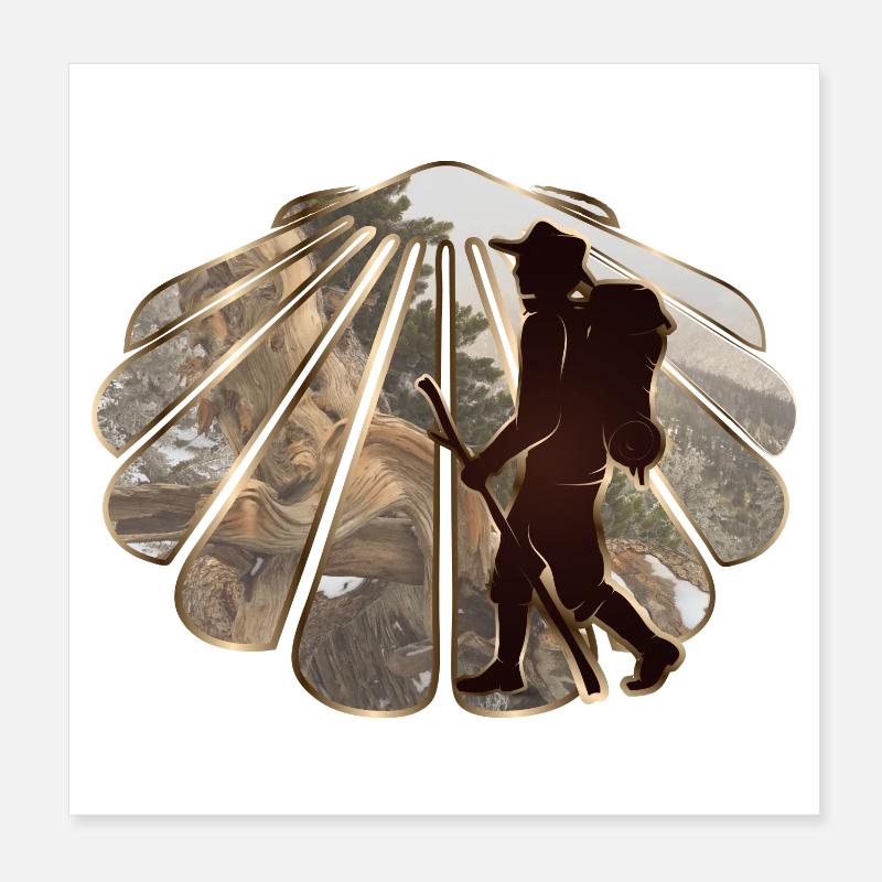 Ein Pilger oder Wanderer auf einem Pilgerweg Poster 20x20 cm