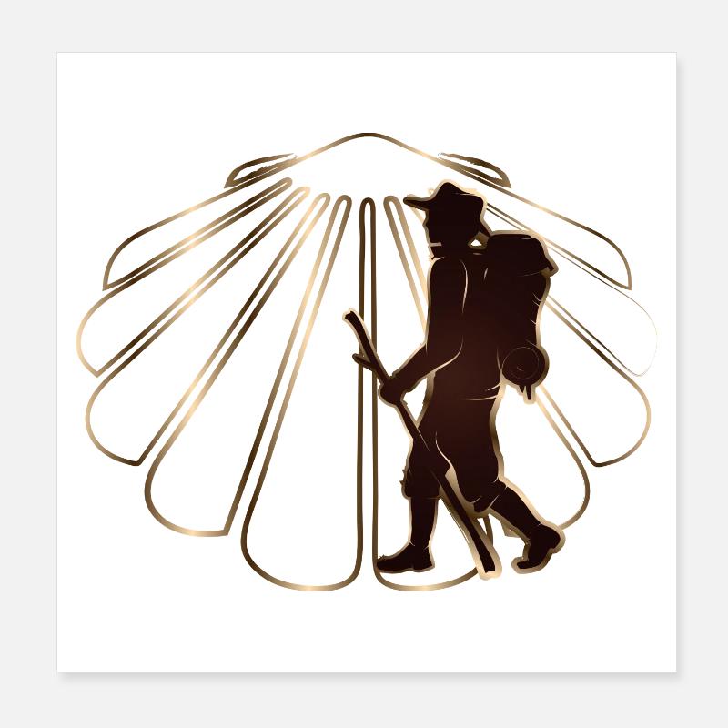 A pilgrim on a pilgrimage path with scallops Poster 8" x 8" (20x20 cm)