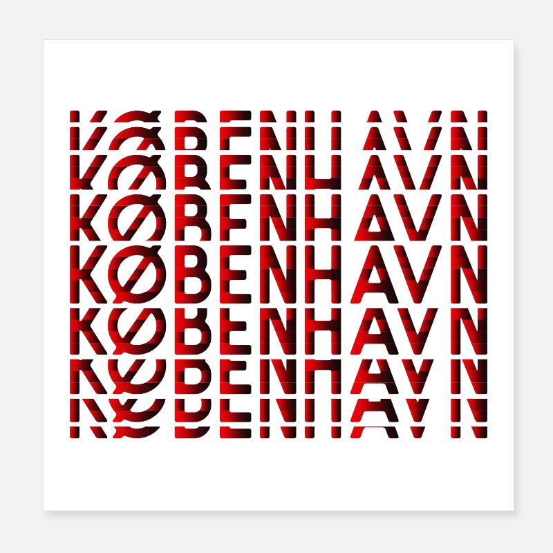 Copenhagen Neon Typography Pattern Poster 8" x 8" (20x20 cm)