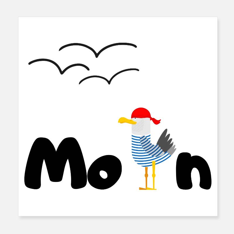 moin möwe - Poster 20x20 cm - Weiß