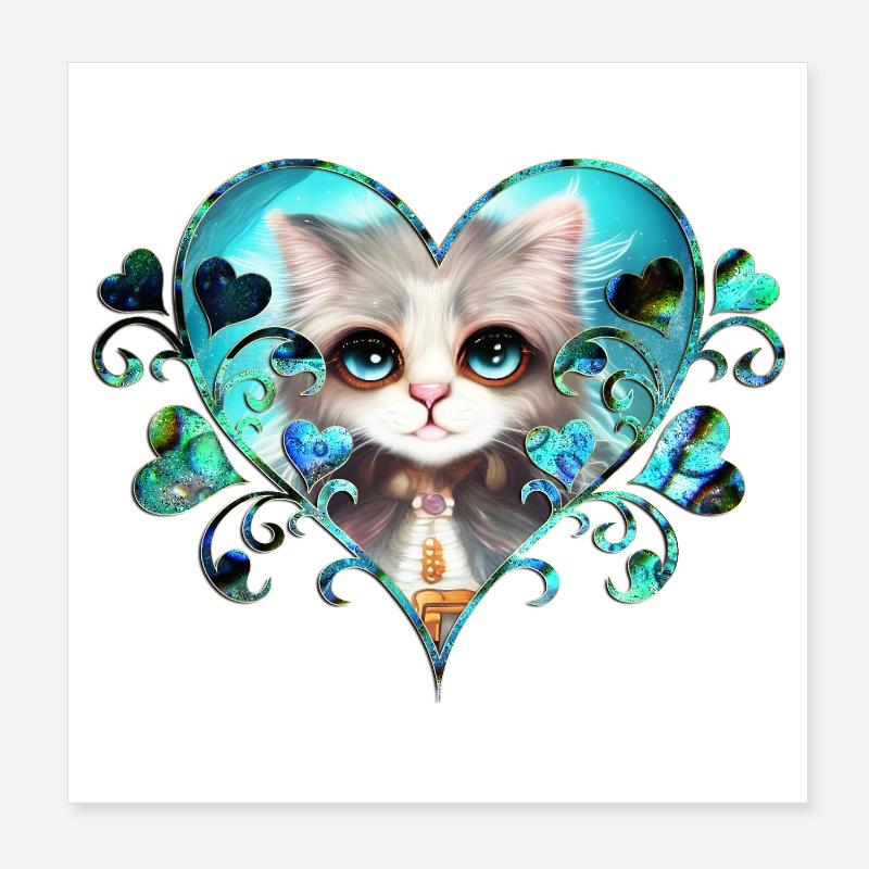 Cute fluffy little cat Poster 8" x 8" (20x20 cm)