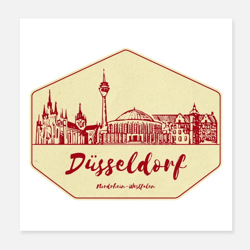 Düsseldorf Skyline Badge Poster 20x20 cm
