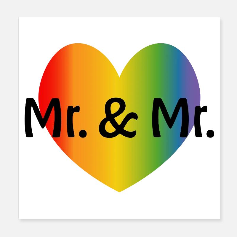 Rainbow Mr and Mr 2 rainbow heart Poster 8" x 8" (20x20 cm)
