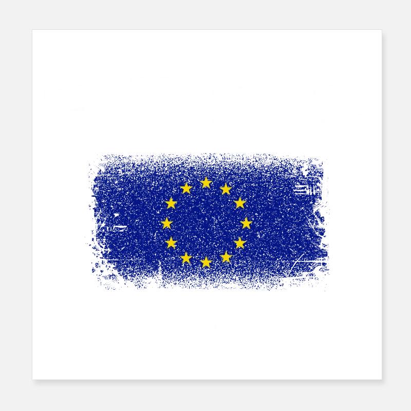 Europe Circle Flag Brush Poster 8" x 8" (20x20 cm)