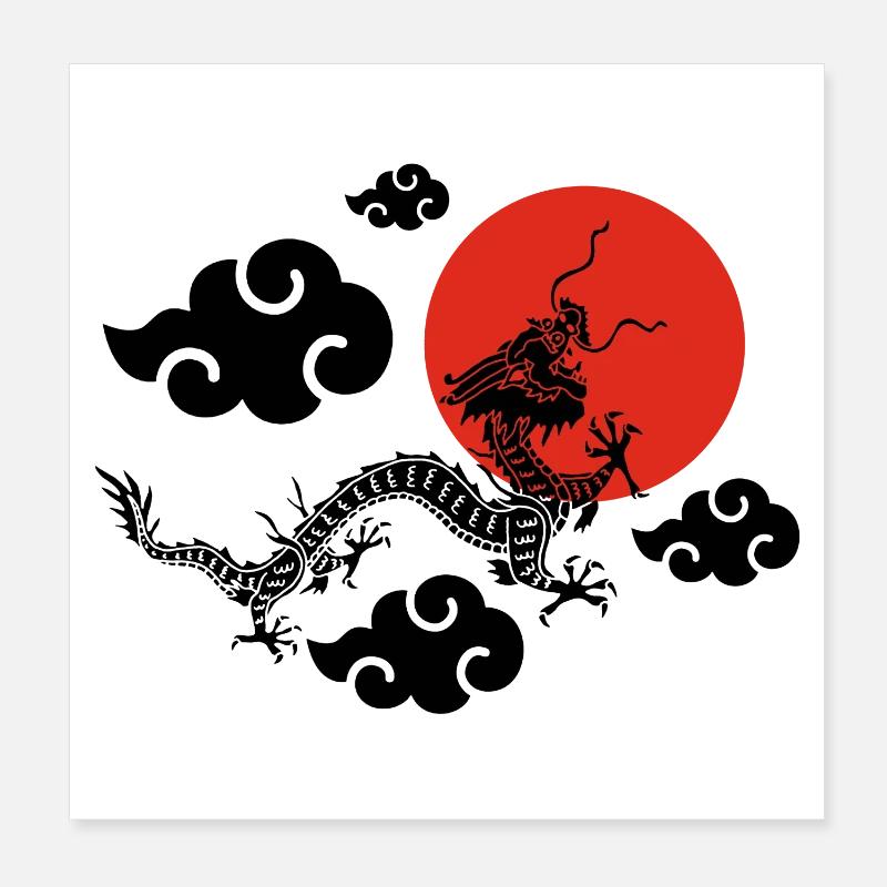 L'envol du dragon noir Poster 20 x 20 cm