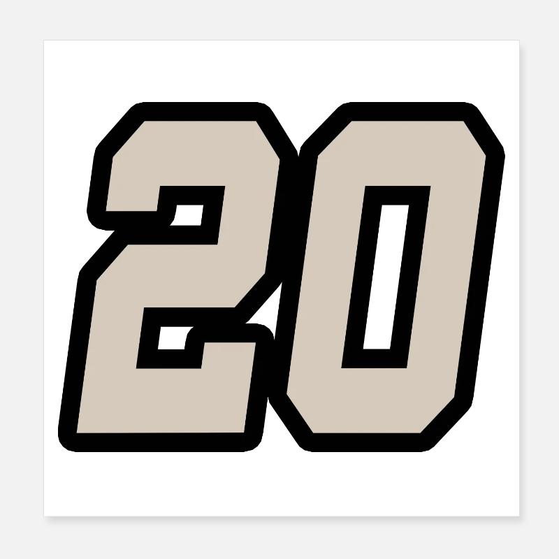 Nummer zwanzig 20 Poster 20x20 cm