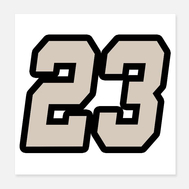 Nummer dreiundzwanzig 23 Poster 20x20 cm