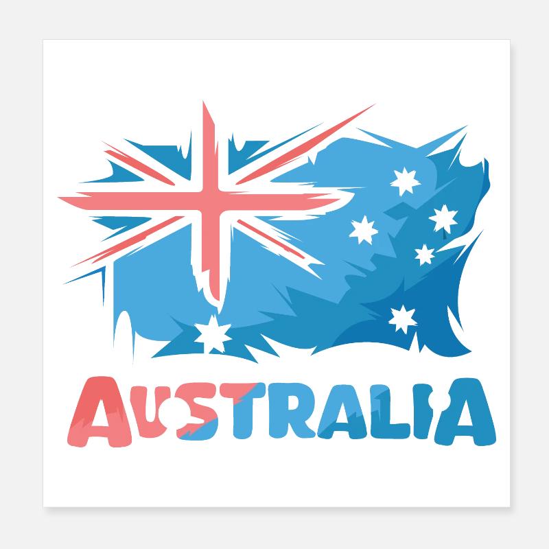 Australien Flagge Comic Illustration Symbol Logo Poster 20x20 cm