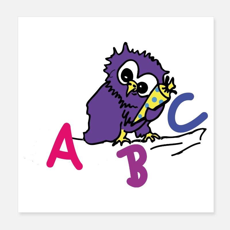 ABC Owl Poster 8" x 8" (20x20 cm)
