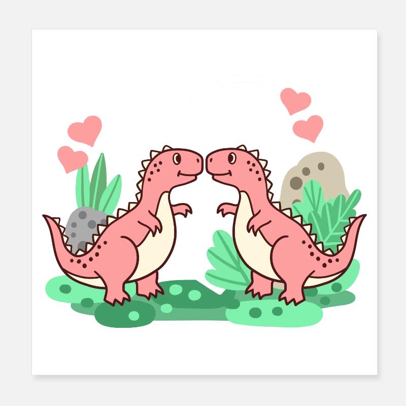 Dinosaurier T-Rex Valentinstag Poster 20x20 cm