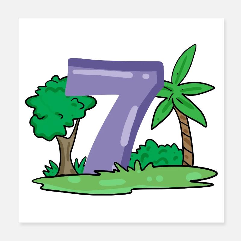 7 Numéro Numéro Motif Sept Poster 20 x 20 cm