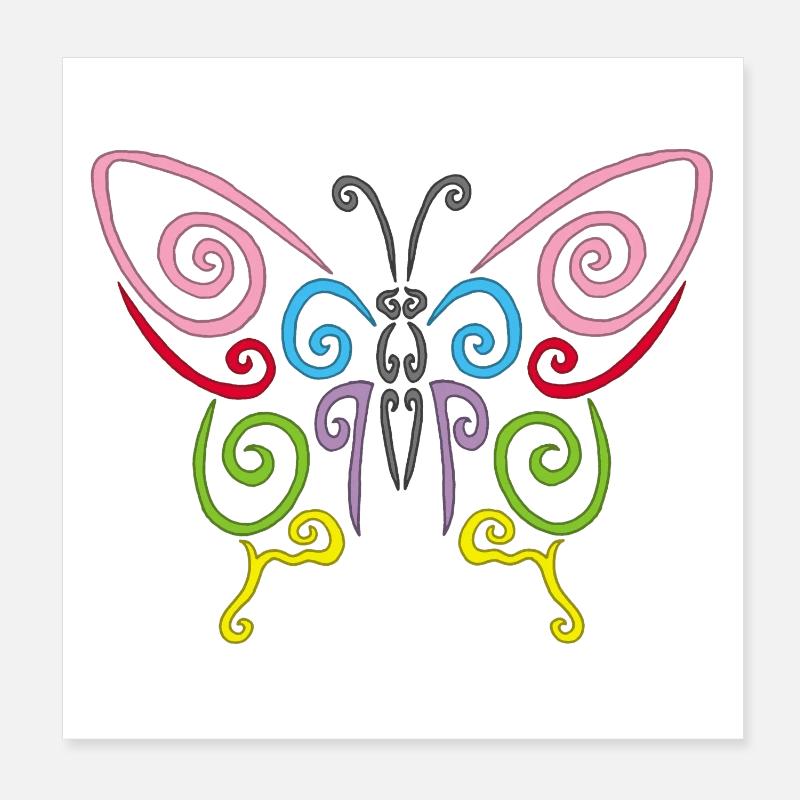 Symbole d'un papillon multicolore Poster 20 x 20 cm