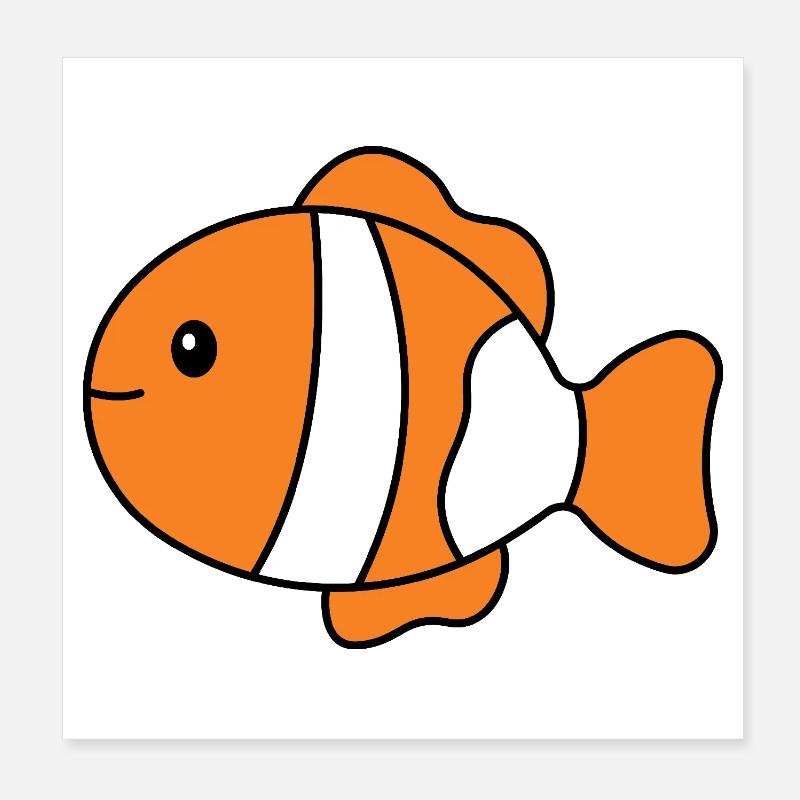 Poisson-clown tropical - Poster 20 x 20 cm - blanc