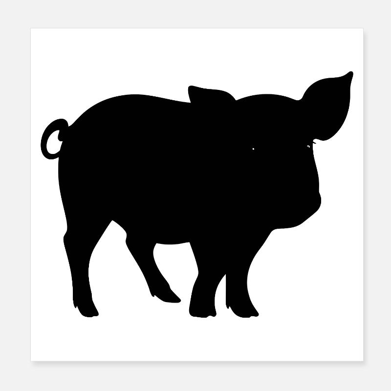 Silhouette de cochon mignon Poster 20 x 20 cm