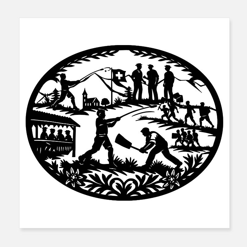 Hornussen_black Poster 20 x 20 cm