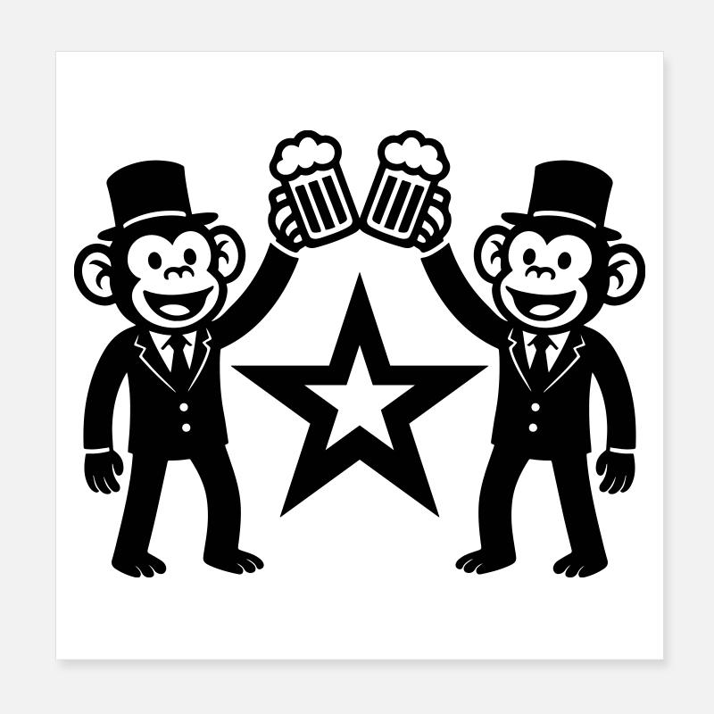 Junggesellenabschied Affe Crew Bräutigam Poster 20x20 cm