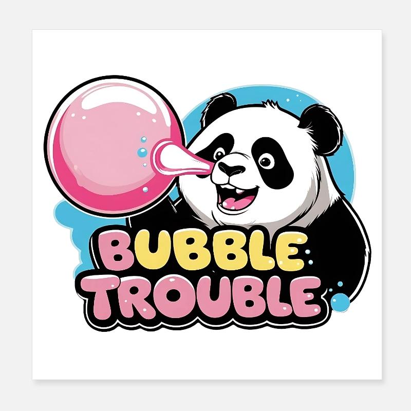 Panda mignon avec chewing-gum Poster 20 x 20 cm