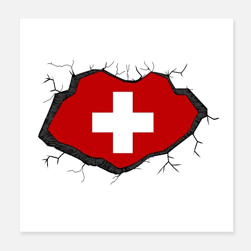Switzerland Flag Poster 8" x 8" (20x20 cm)