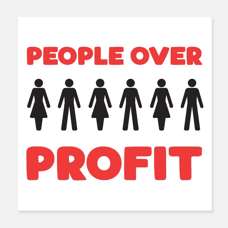 Menschen vor Profit - Poster 20x20 cm - Weiß