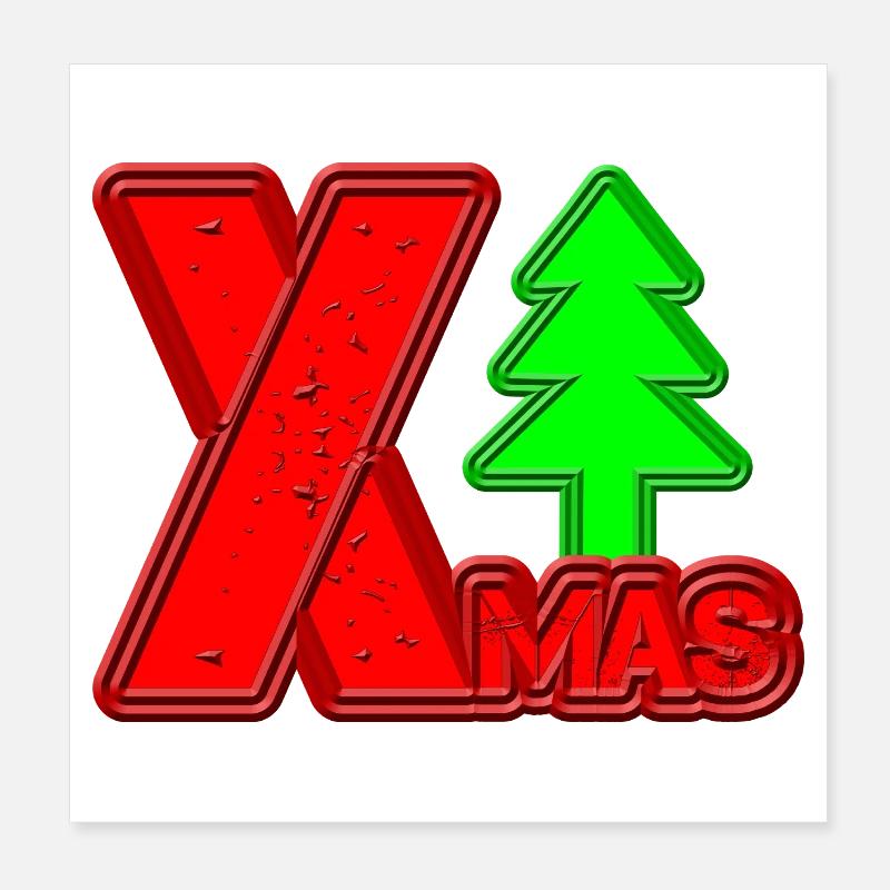 Merry Christmas Tree Lettering XMAS Poster 8" x 8" (20x20 cm)
