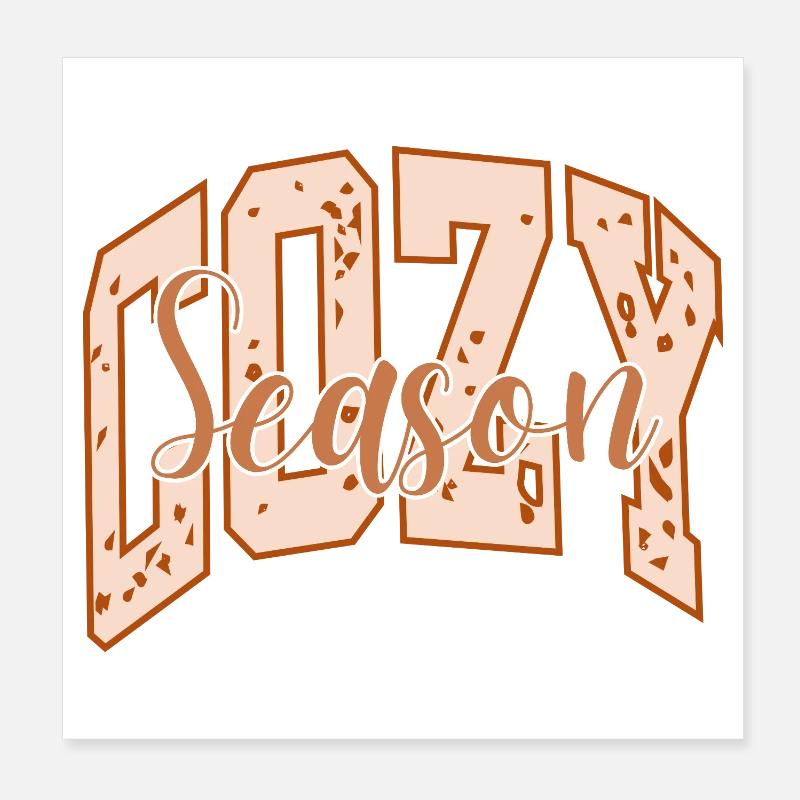 Cozy season motif éclaté et typographie audacieuse - Poster 20 x 20 cm - blanc