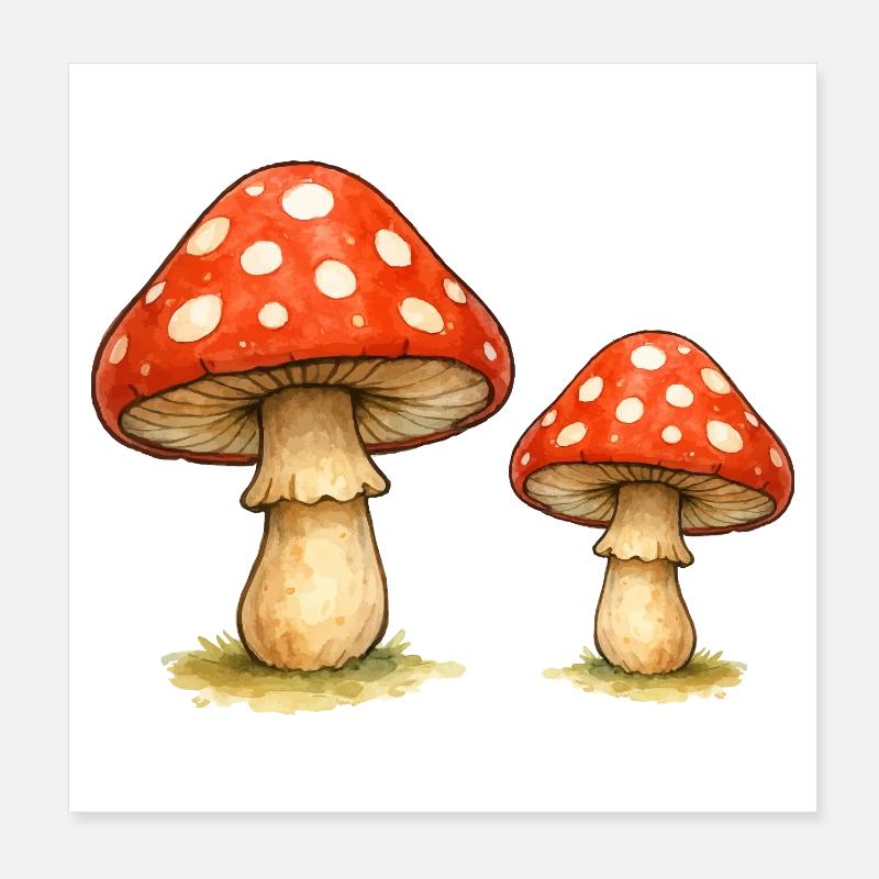 Duo champignon rouge Poster 20 x 20 cm